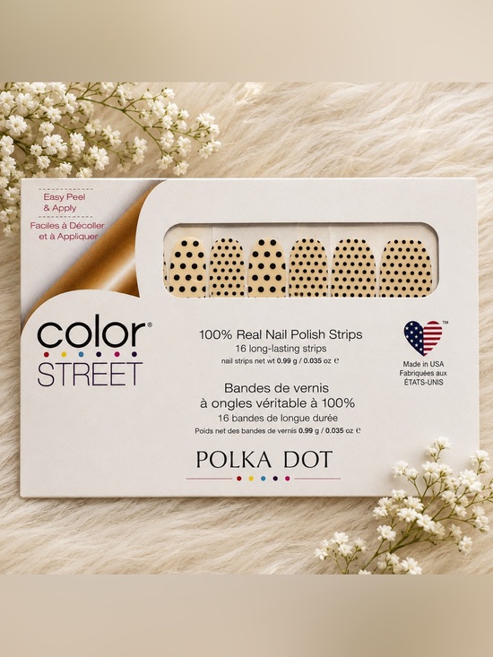Color Street Other - Color Street Polka Dot Com NIP Black Cream Polka Dot Nail Polish Strips